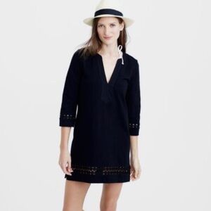 J. Crew Black Swim Coverup with Quarter-Length Sleeves